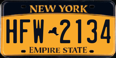NY license plate HFW2134