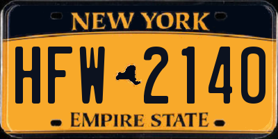 NY license plate HFW2140