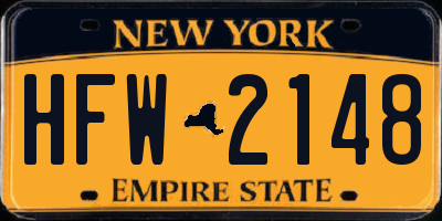 NY license plate HFW2148