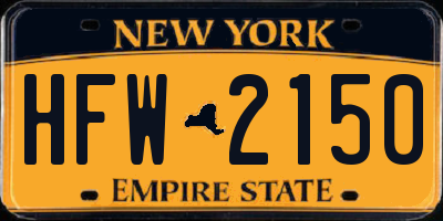 NY license plate HFW2150