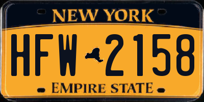 NY license plate HFW2158