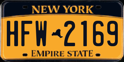 NY license plate HFW2169