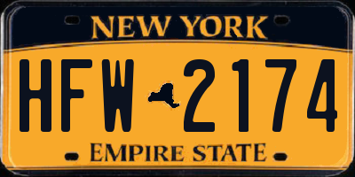NY license plate HFW2174