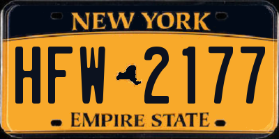 NY license plate HFW2177
