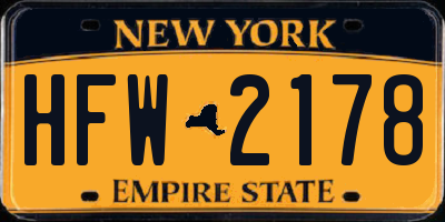 NY license plate HFW2178