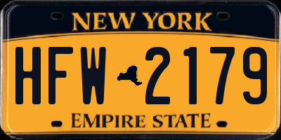 NY license plate HFW2179