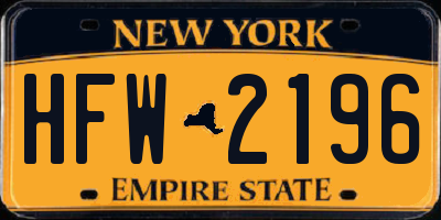 NY license plate HFW2196