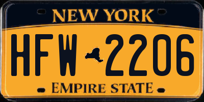 NY license plate HFW2206
