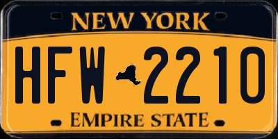 NY license plate HFW2210