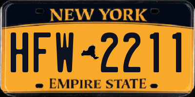 NY license plate HFW2211