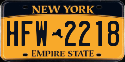 NY license plate HFW2218
