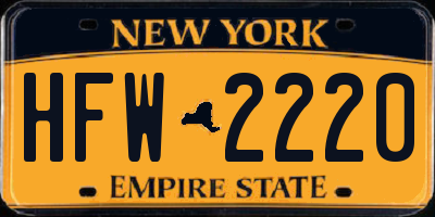 NY license plate HFW2220