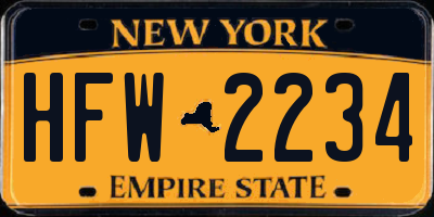 NY license plate HFW2234