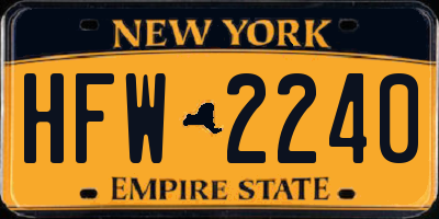 NY license plate HFW2240