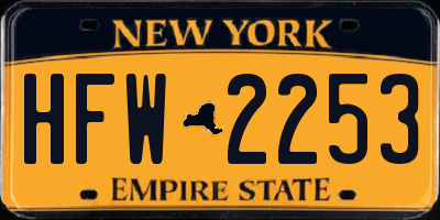 NY license plate HFW2253