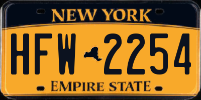 NY license plate HFW2254