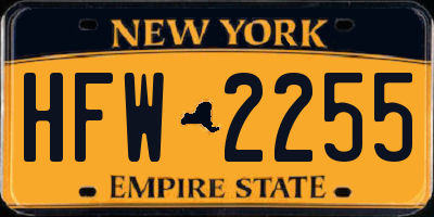 NY license plate HFW2255