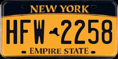 NY license plate HFW2258
