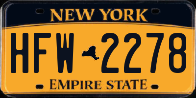 NY license plate HFW2278