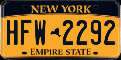 NY license plate HFW2292