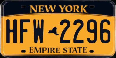 NY license plate HFW2296