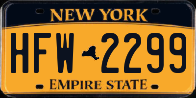 NY license plate HFW2299