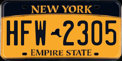 NY license plate HFW2305