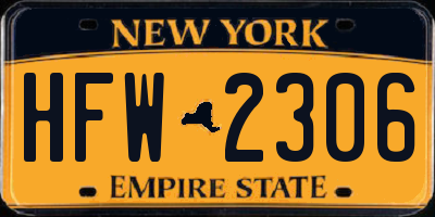 NY license plate HFW2306