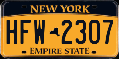 NY license plate HFW2307