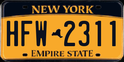 NY license plate HFW2311