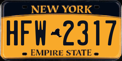 NY license plate HFW2317