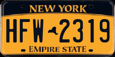 NY license plate HFW2319