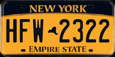 NY license plate HFW2322