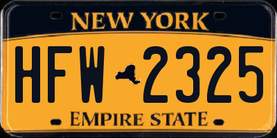 NY license plate HFW2325
