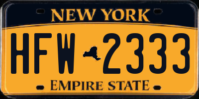 NY license plate HFW2333