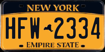 NY license plate HFW2334