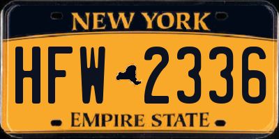 NY license plate HFW2336