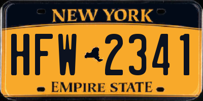 NY license plate HFW2341