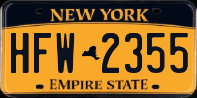 NY license plate HFW2355