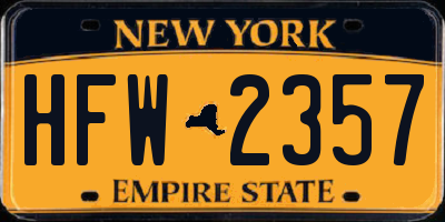 NY license plate HFW2357