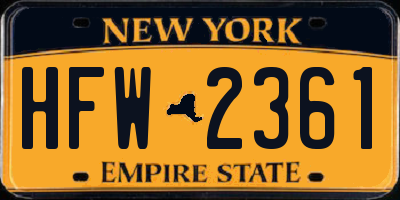 NY license plate HFW2361