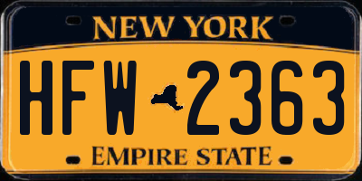 NY license plate HFW2363
