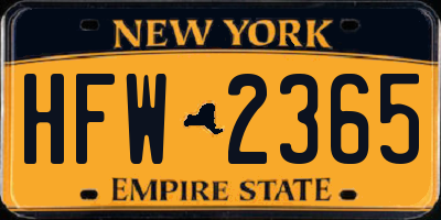 NY license plate HFW2365