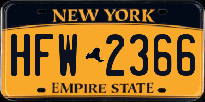 NY license plate HFW2366