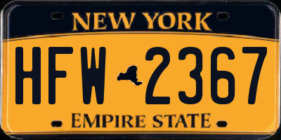 NY license plate HFW2367