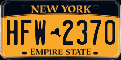 NY license plate HFW2370