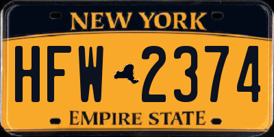 NY license plate HFW2374