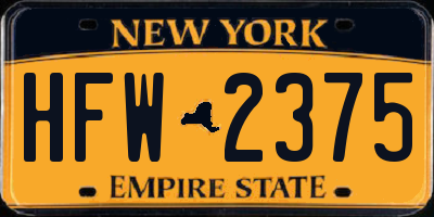 NY license plate HFW2375