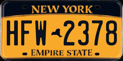 NY license plate HFW2378