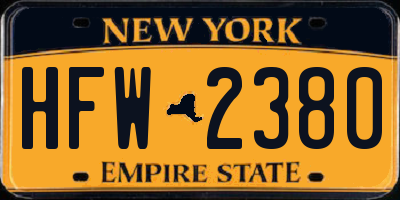 NY license plate HFW2380